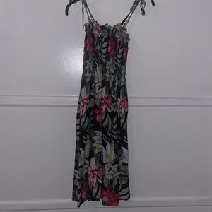 Hawaiian tiki dress with elastic top and adjustable straps